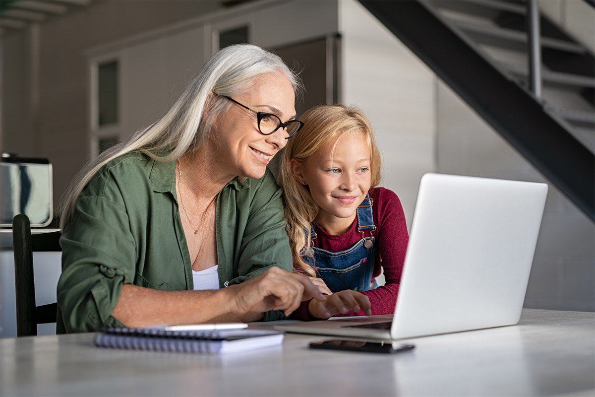 Grandmother Teaching Child